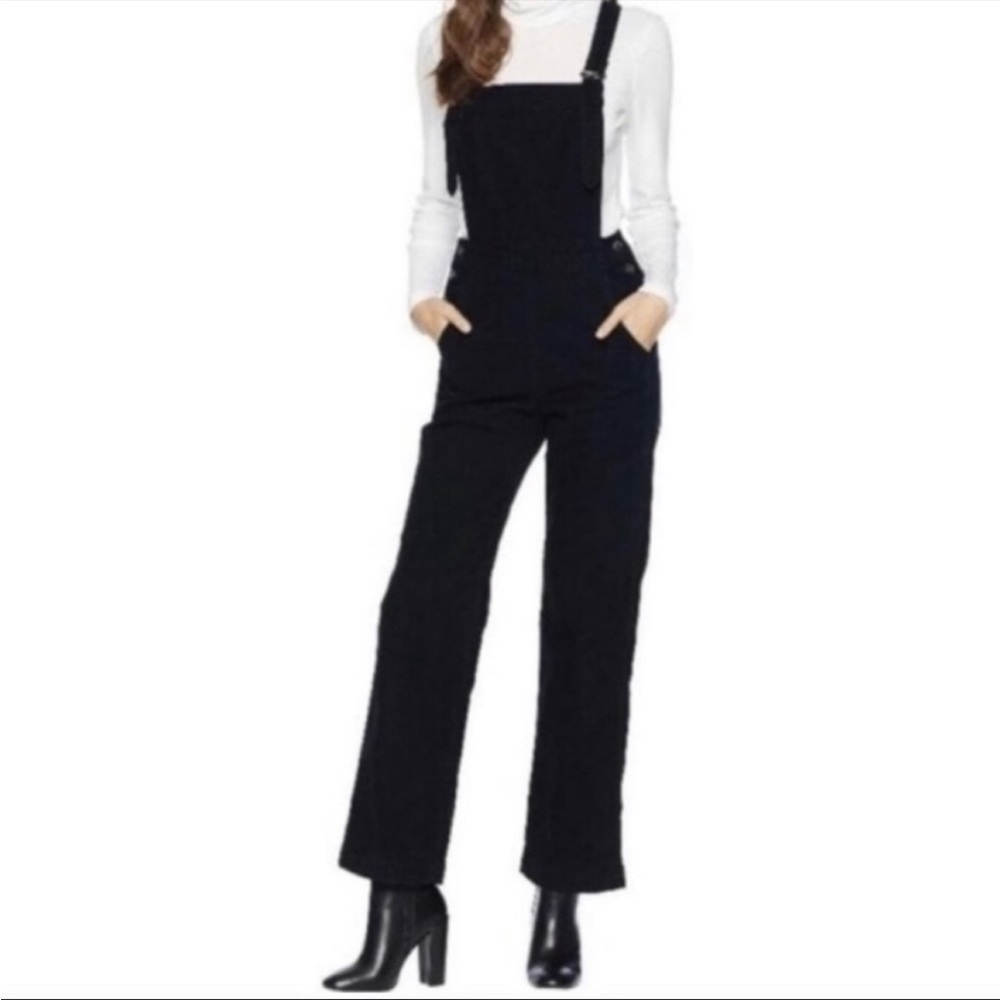 Torn by Ronny Kobo Black Straight Leg Bib Overalls Jumpsuit